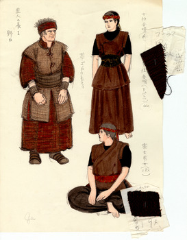 「龍の子太郎」里人の長・合唱・楽士衣装デザイン画