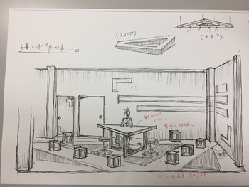 「劇作家と小説家とシナリオライター」ラフスケッチ