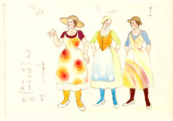 「モモ」街の人女衣装デザイン画